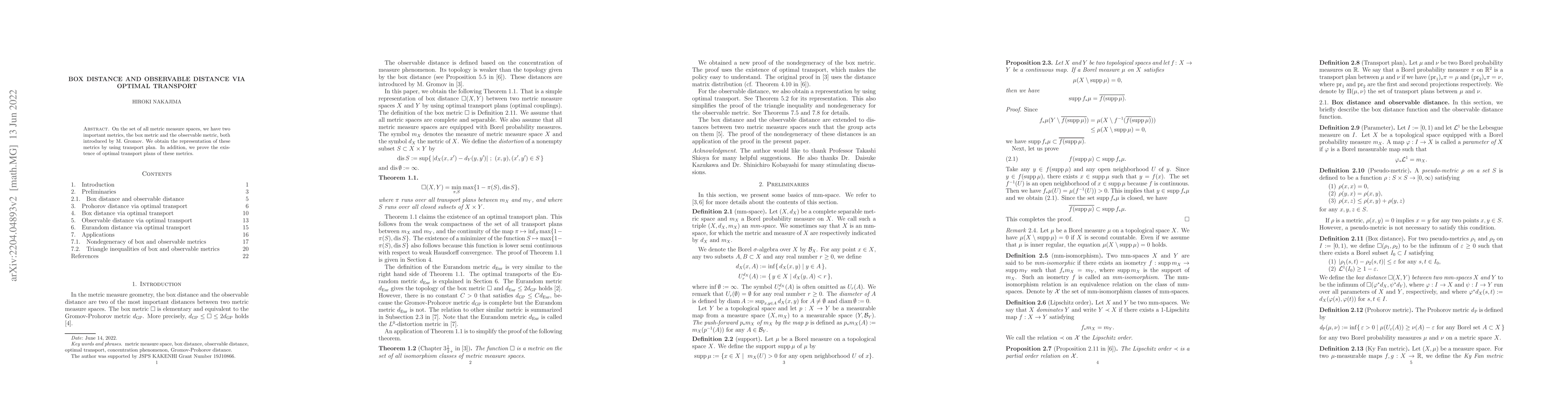 Thumbnail for Box distance and observable distance via optimal transport