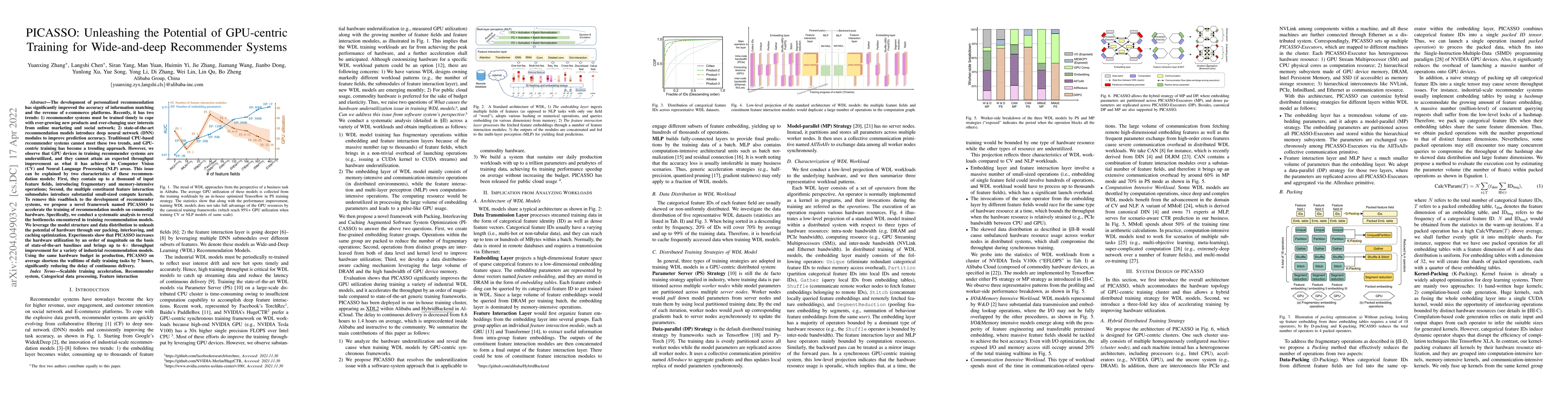 Thumbnail for PICASSO: Unleashing the Potential of GPU-centric Training for
  Wide-and-deep Recommender Systems