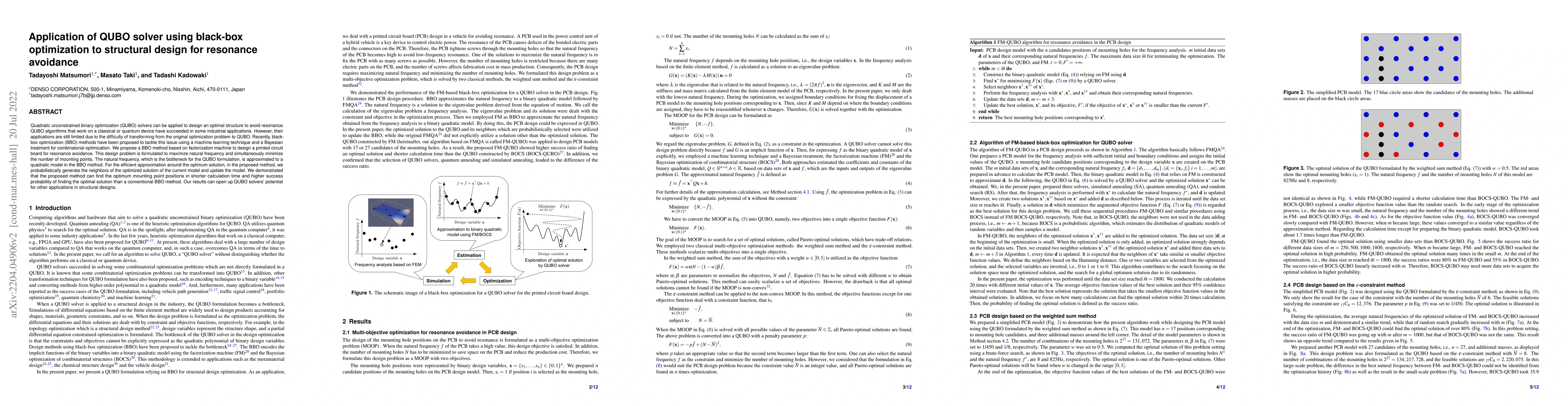 Thumbnail for Application of QUBO solver using black-box optimization to structural
  design for resonance avoidance