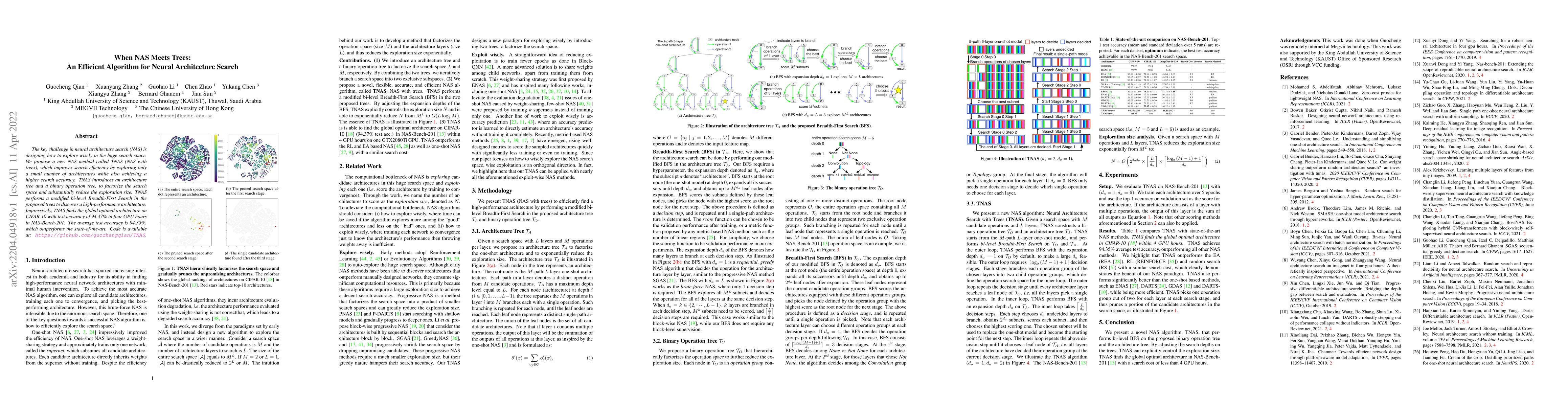 Thumbnail for When NAS Meets Trees: An Efficient Algorithm for Neural Architecture
  Search