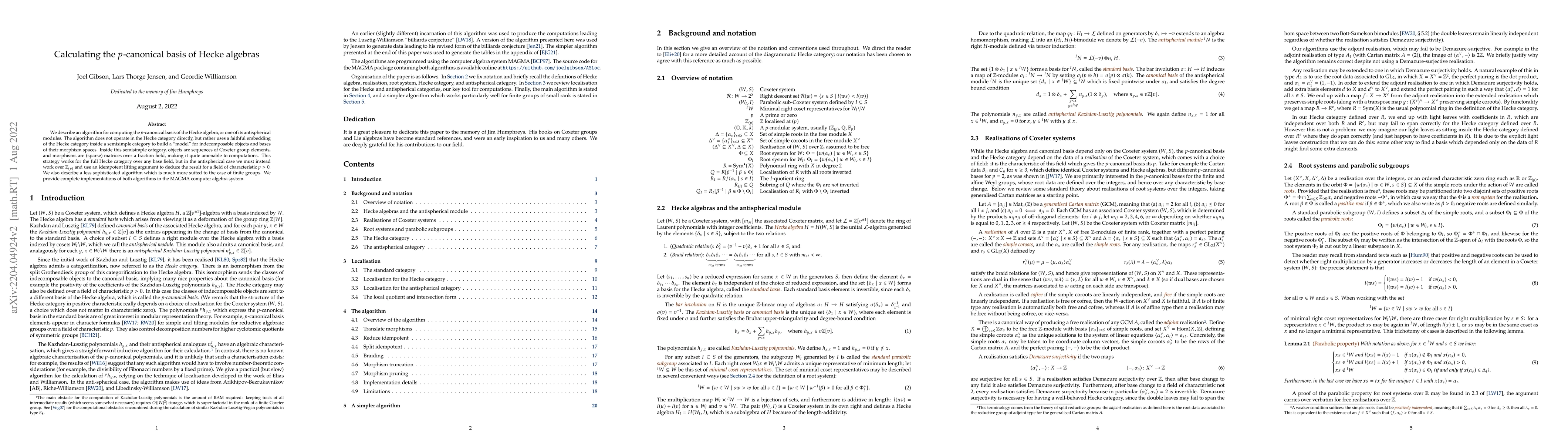 Thumbnail for Calculating the $p$-canonical basis of Hecke algebras
