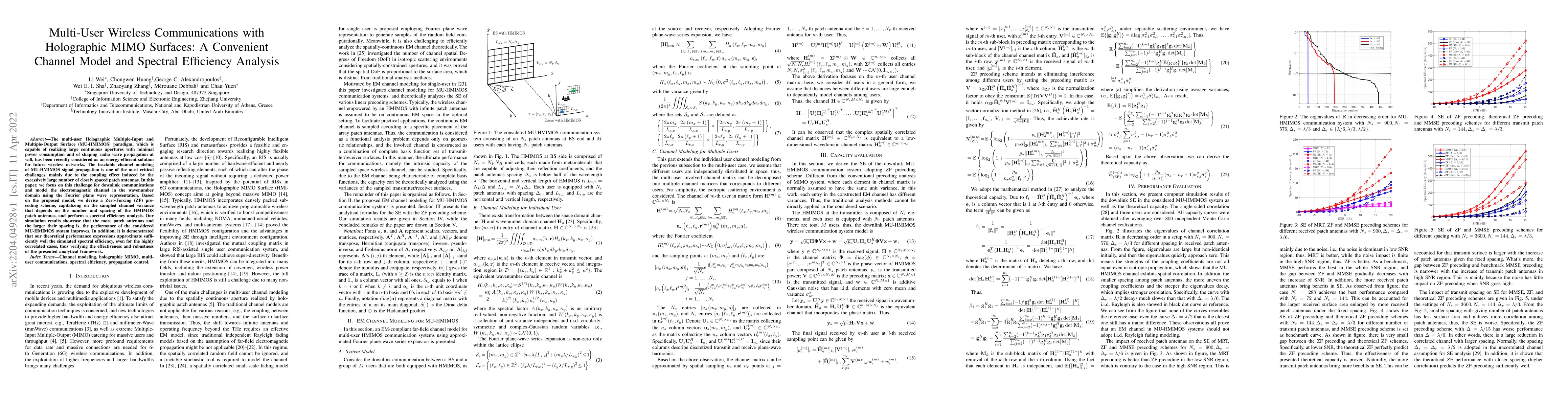 Thumbnail for Multi-User Wireless Communications with Holographic MIMO Surfaces: A
  Convenient Channel Model and Spectral Efficiency Analysis