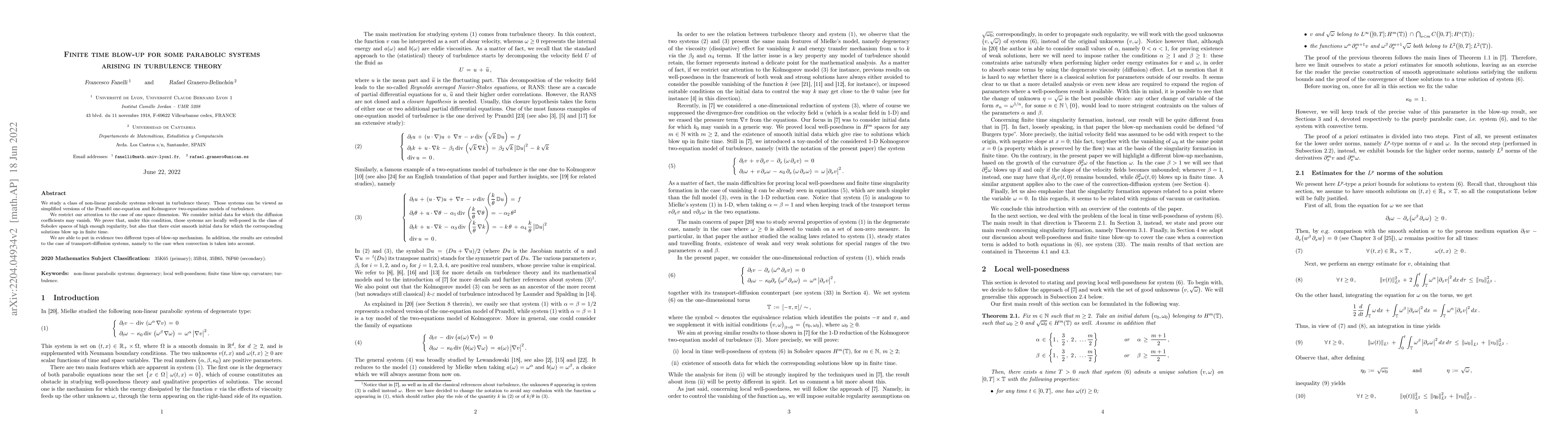 Thumbnail for Finite time blow-up for some parabolic systems arising in turbulence
  theory