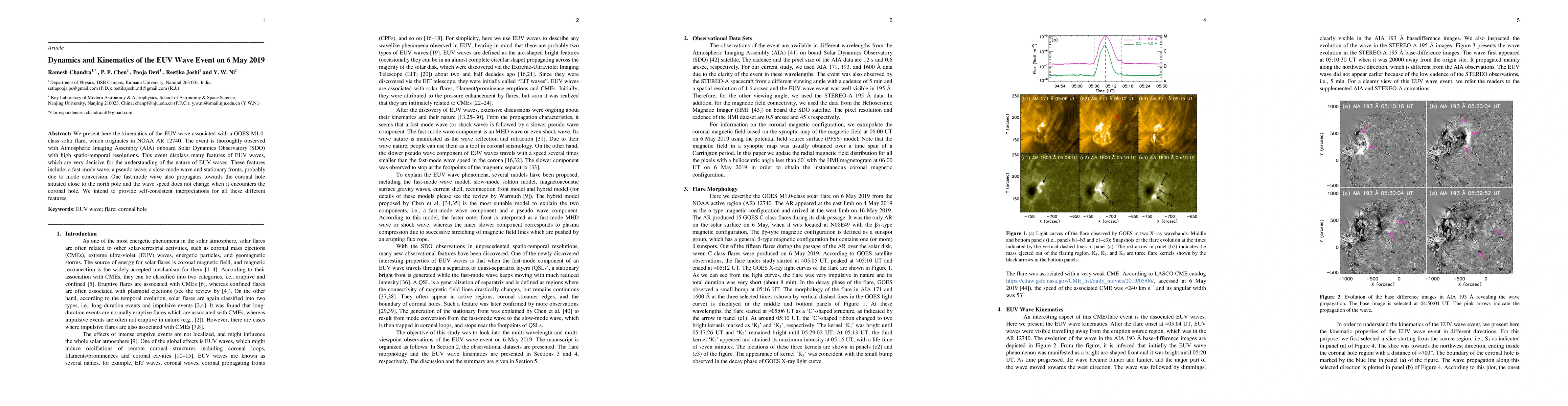 Thumbnail for Dynamics and Kinematics of the EUV Wave Event on 6 May 2019