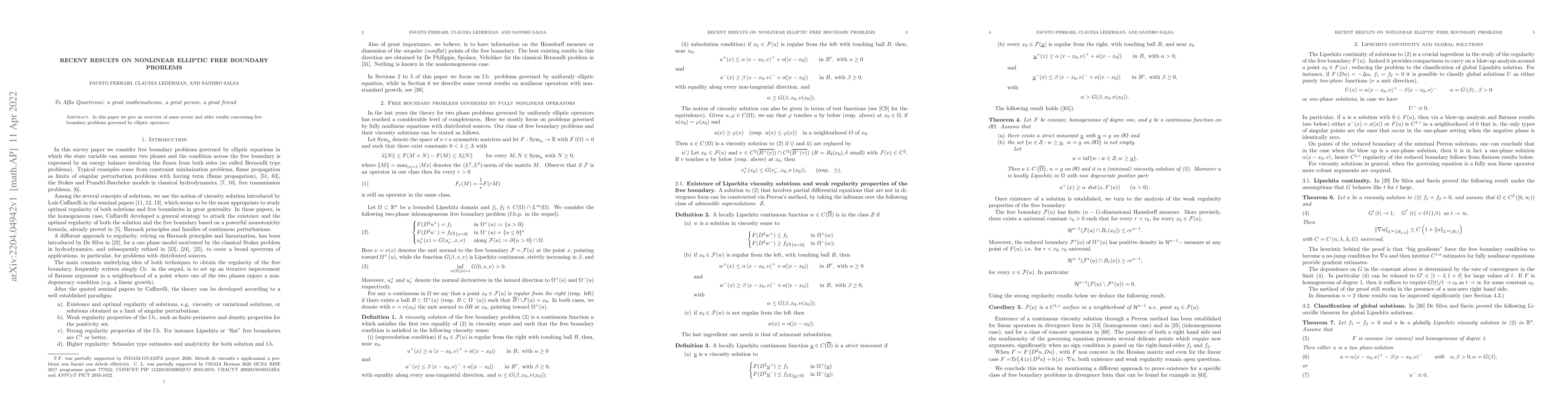 Thumbnail for Recent Results On Nonlinear Elliptic Free Boundary Problems