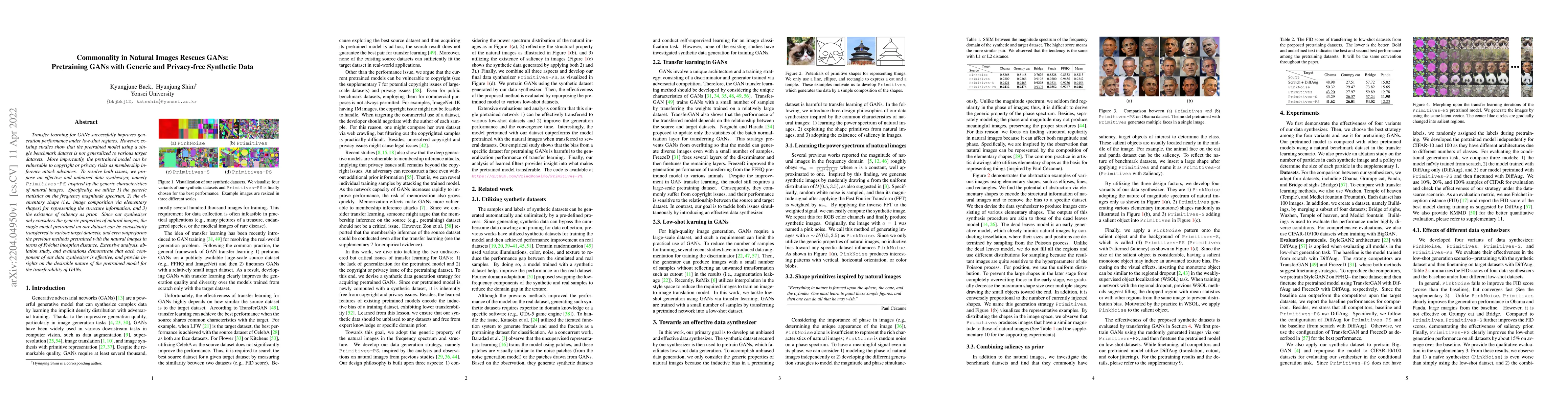 Thumbnail for Commonality in Natural Images Rescues GANs: Pretraining GANs with
  Generic and Privacy-free Synthetic Data