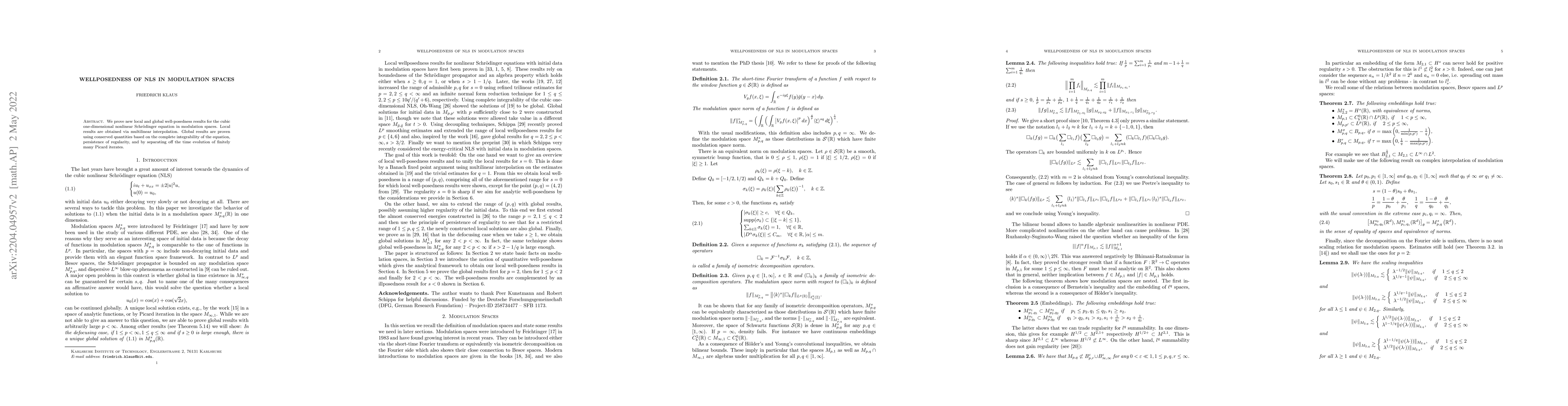 Thumbnail for Wellposedness of NLS in Modulation Spaces