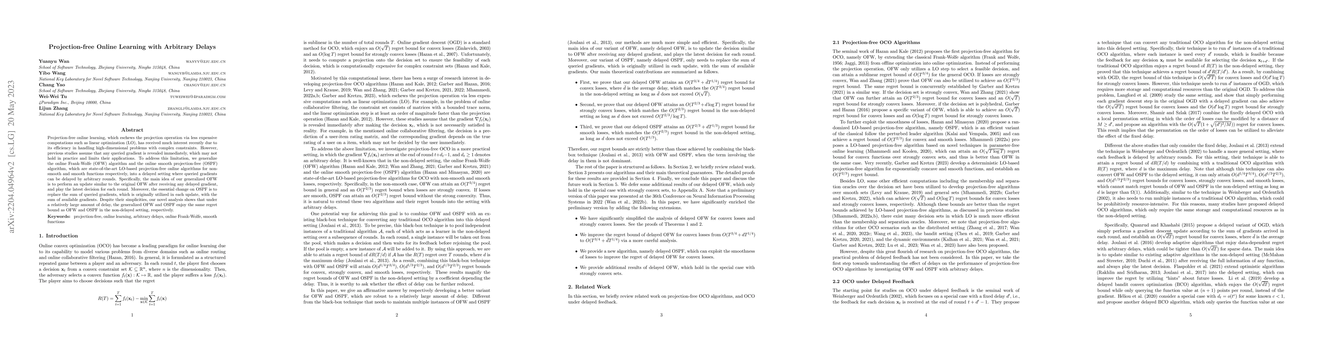 Thumbnail for Projection-free Online Learning with Arbitrary Delays