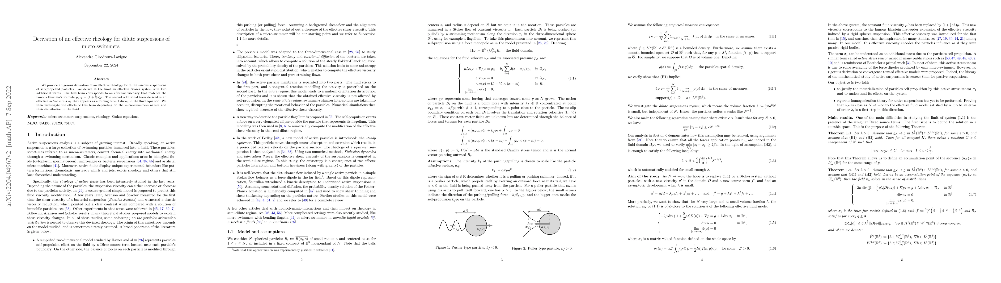 Thumbnail for Derivation of an effective rheology for dilute suspensions of
  micro-swimmers