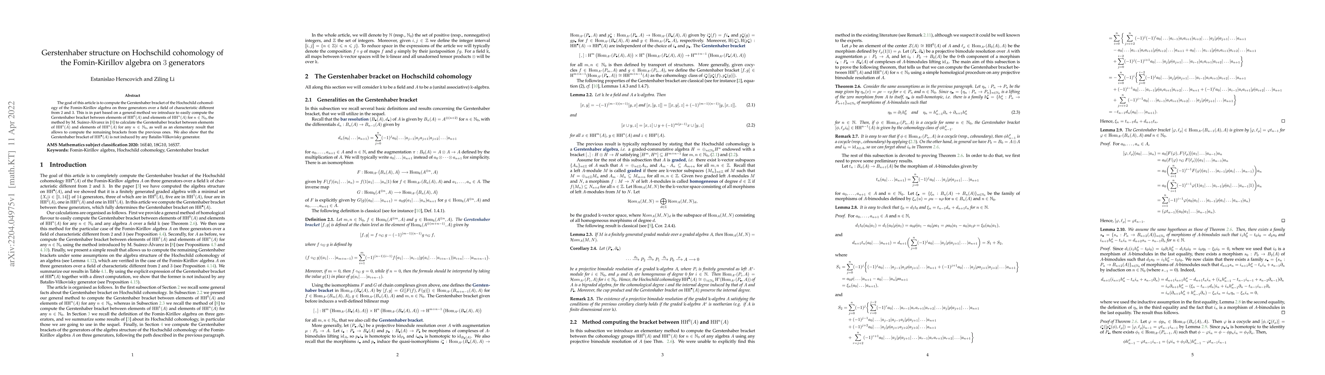 Thumbnail for Gerstenhaber structure on Hochschild cohomology of the Fomin-Kirillov
  algebra on 3 generators