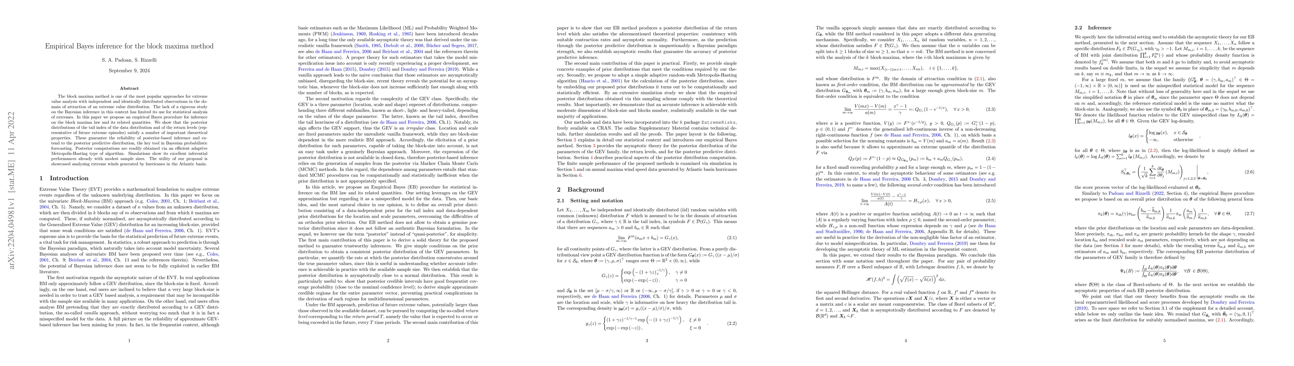 Thumbnail for Empirical Bayes inference for the block maxima method