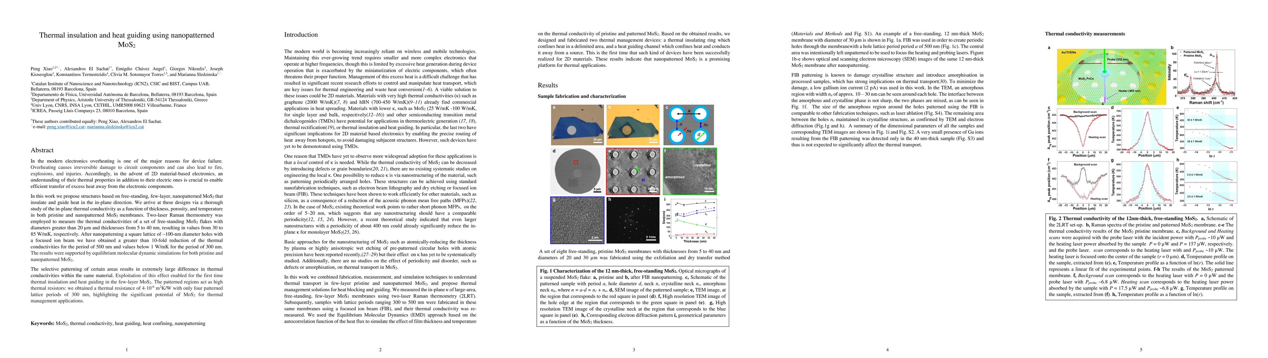 Thumbnail for Thermal insulation and heat guiding using nanopatterned MoS2