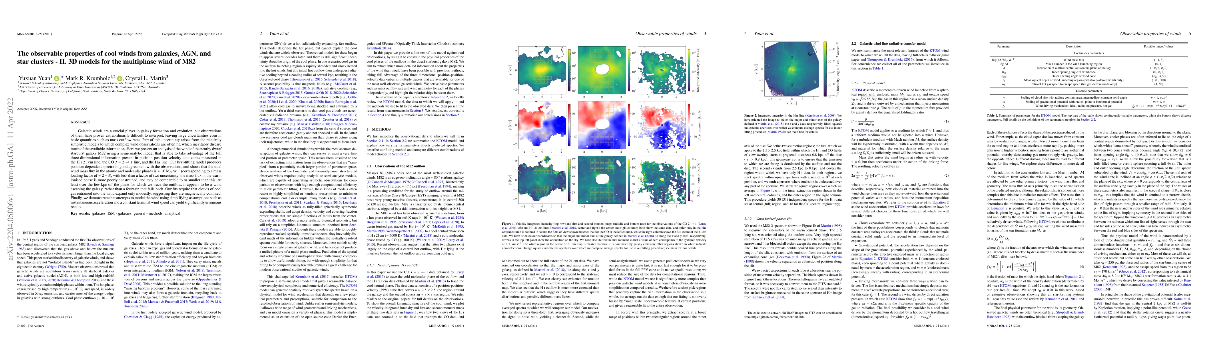 Thumbnail for The observable properties of cool winds from galaxies, AGN, and star
  clusters -- II. 3D models for the multiphase wind of M82