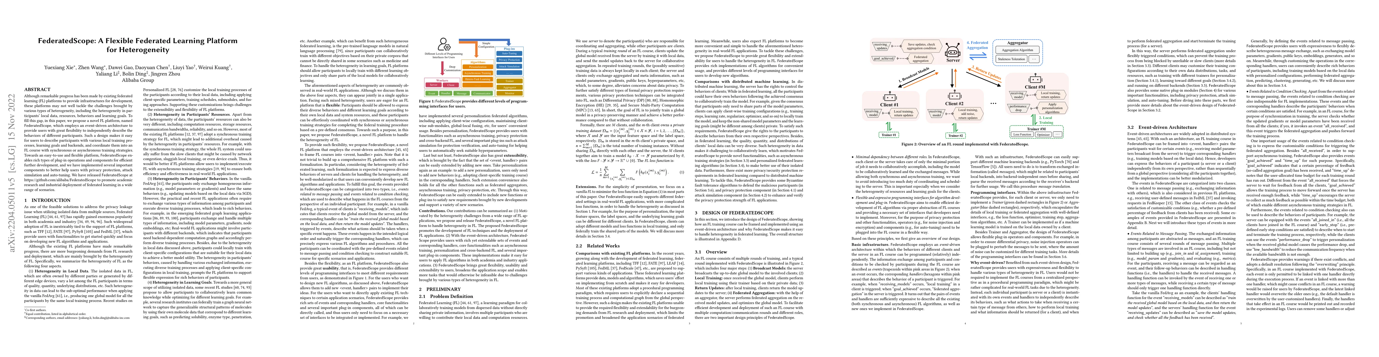 Thumbnail for FederatedScope: A Flexible Federated Learning Platform for Heterogeneity