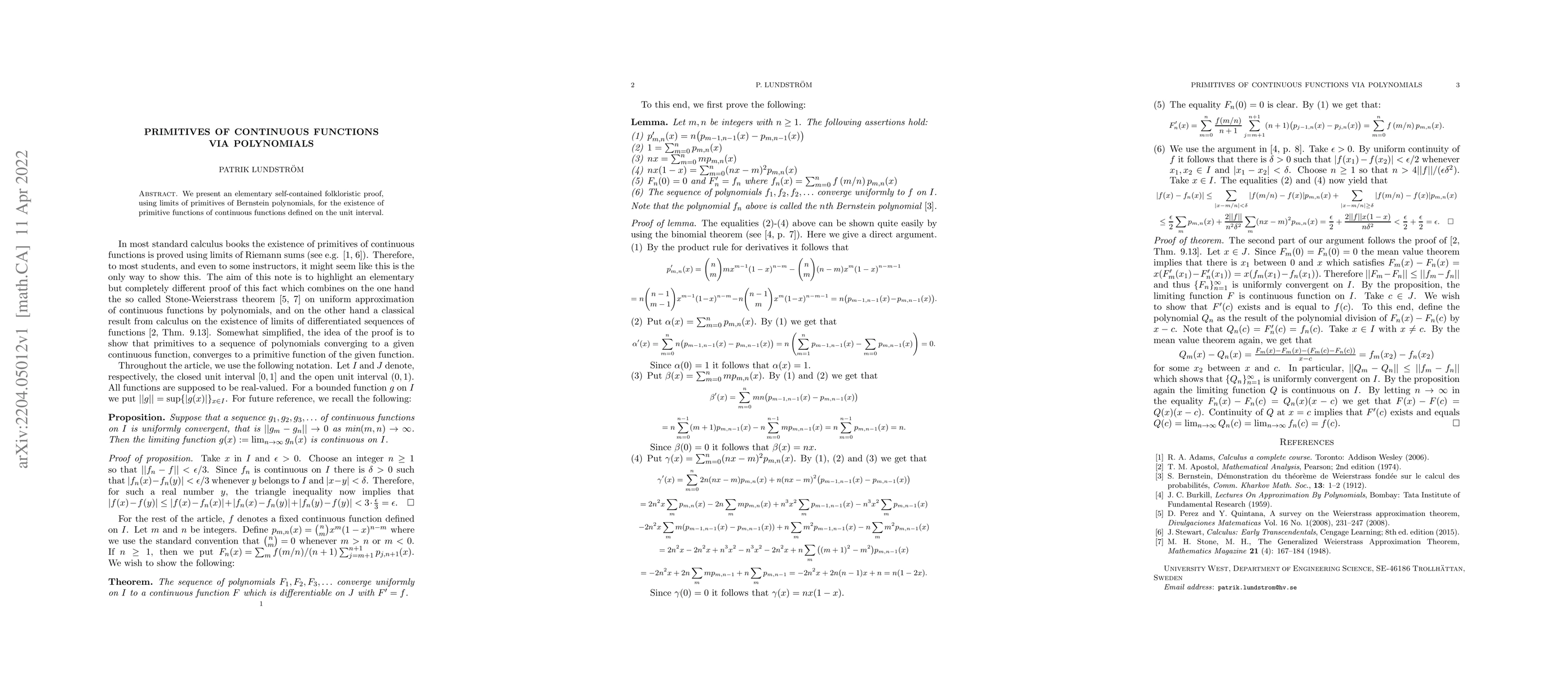 Thumbnail for Primitives of continuous functions via polynomials