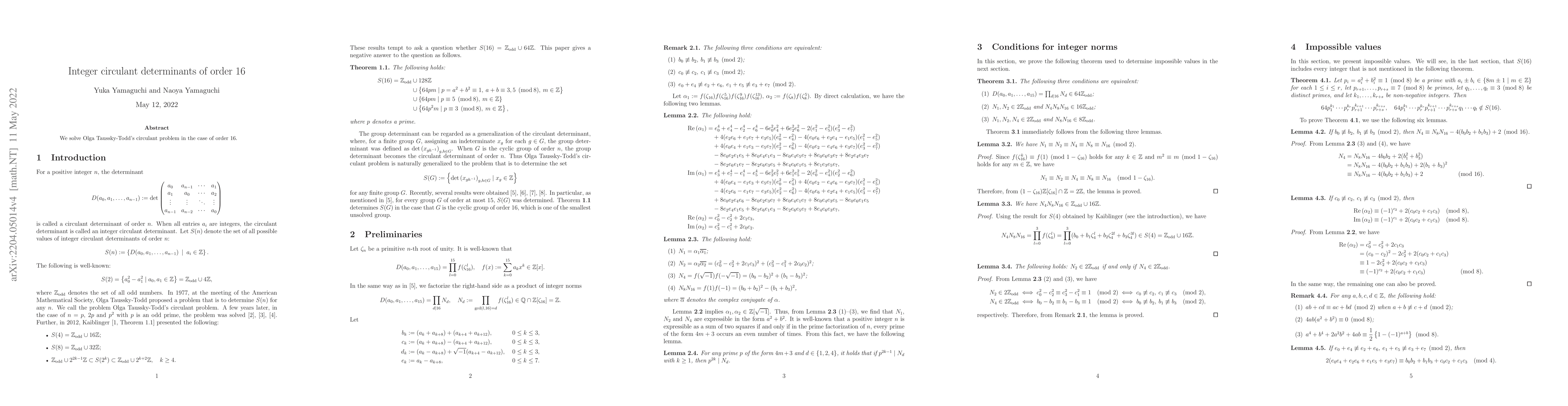 Thumbnail for Integer circulant determinants of order 16