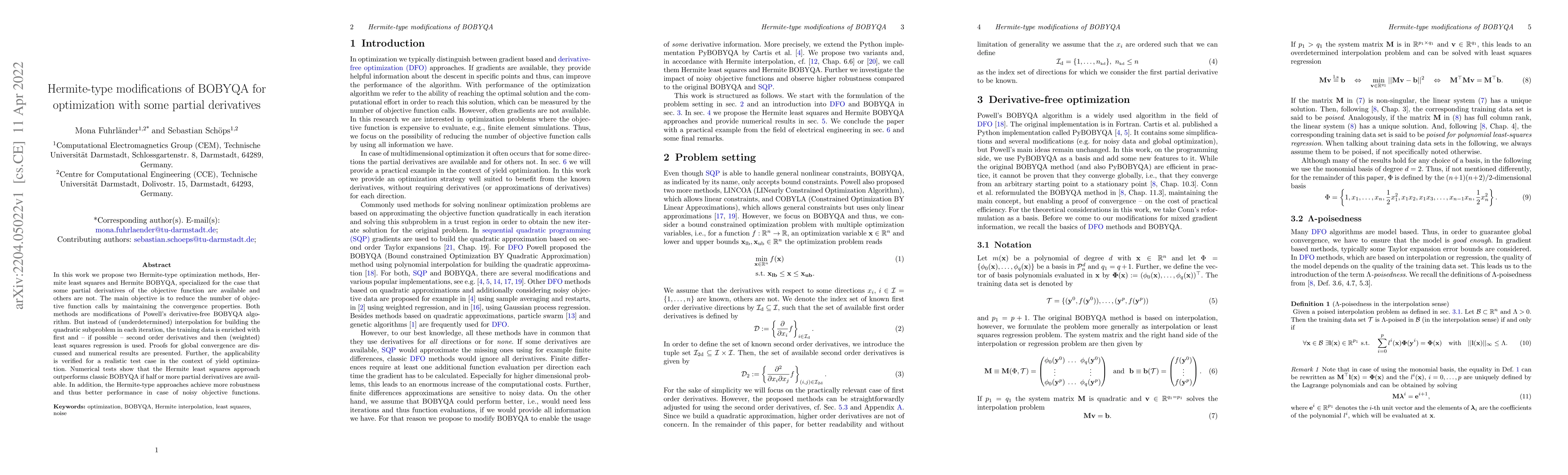 Thumbnail for Hermite-type modifications of BOBYQA for optimization with some partial
  derivatives