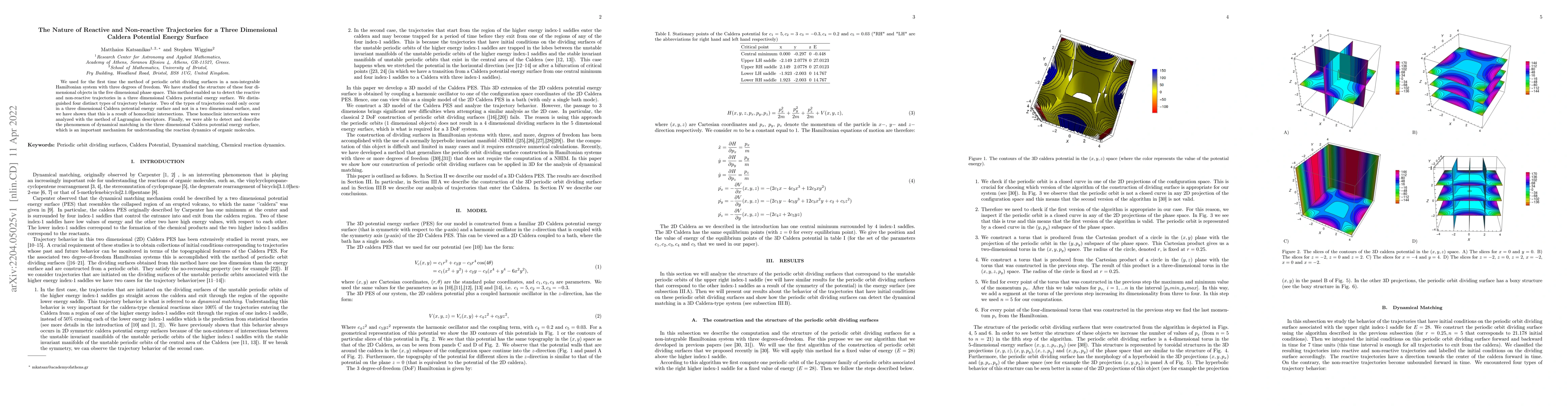 Thumbnail for The Nature of Reactive and Non-reactive Trajectories for a Three
  Dimensional Caldera Potential Energy Surface