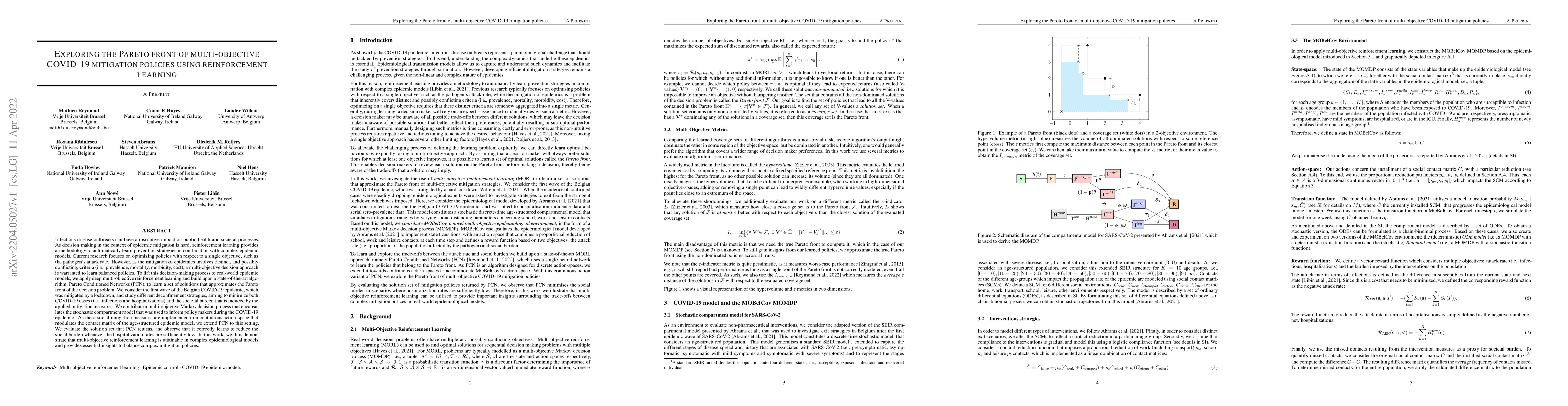 Thumbnail for Exploring the Pareto front of multi-objective COVID-19 mitigation
  policies using reinforcement learning