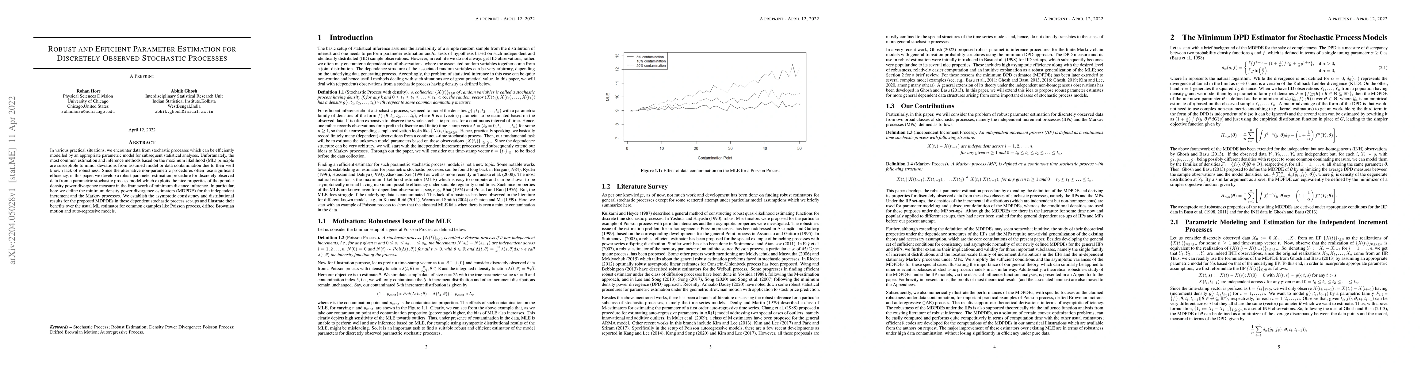 Thumbnail for Robust and Efficient Parameter Estimation for Discretely Observed
  Stochastic Processes