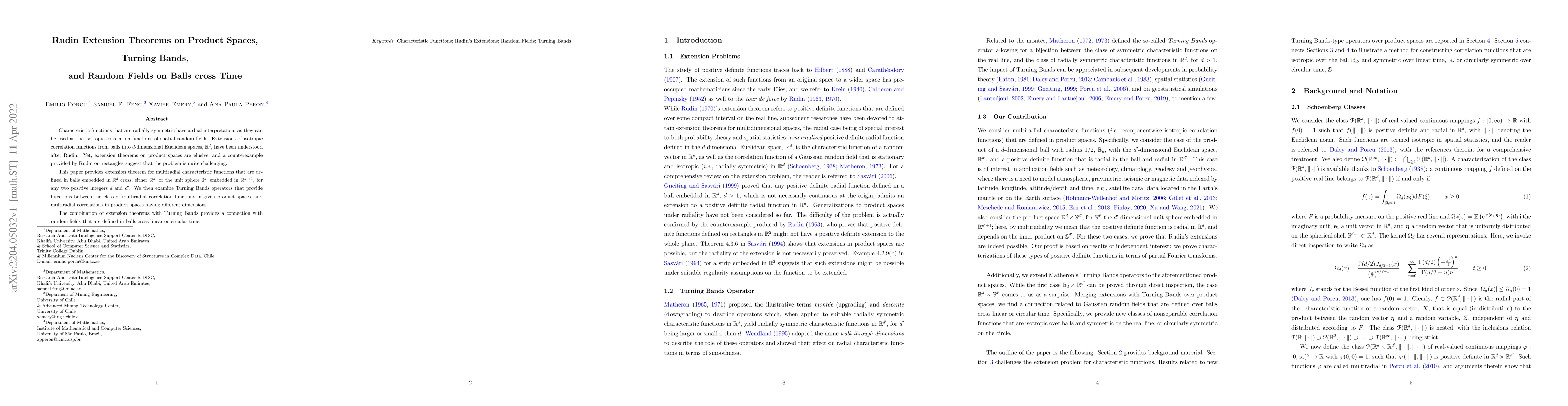 Thumbnail for Rudin Extension Theorems on Product Spaces, Turning Bands, and Random
  Fields on Balls cross Time