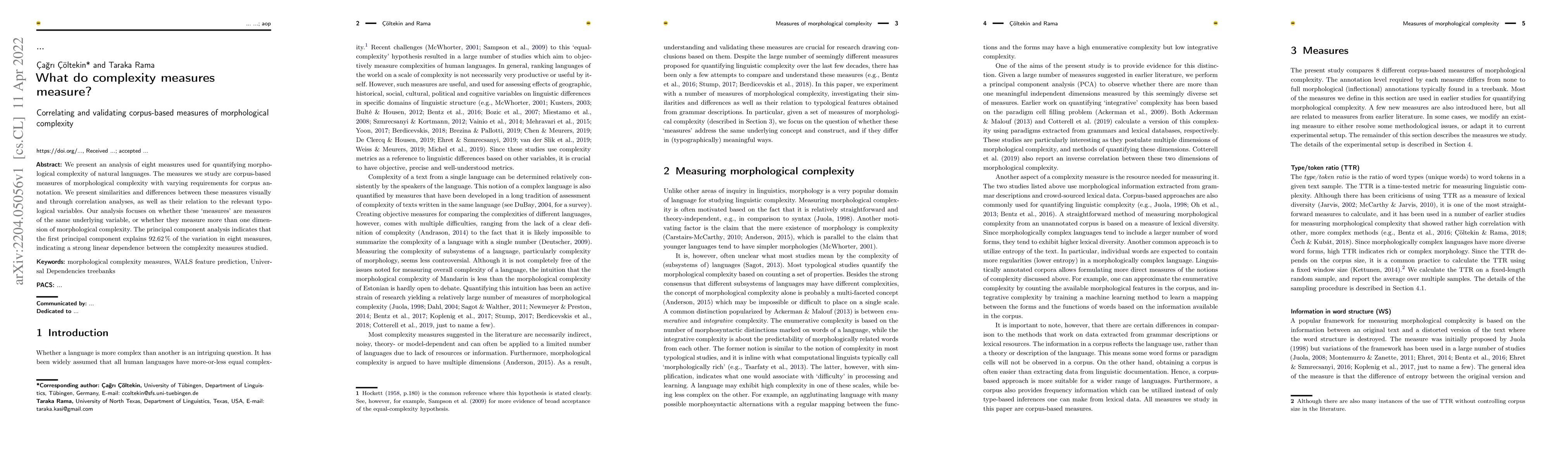 Thumbnail for What do complexity measures measure? Correlating and validating
  corpus-based measures of morphological complexity