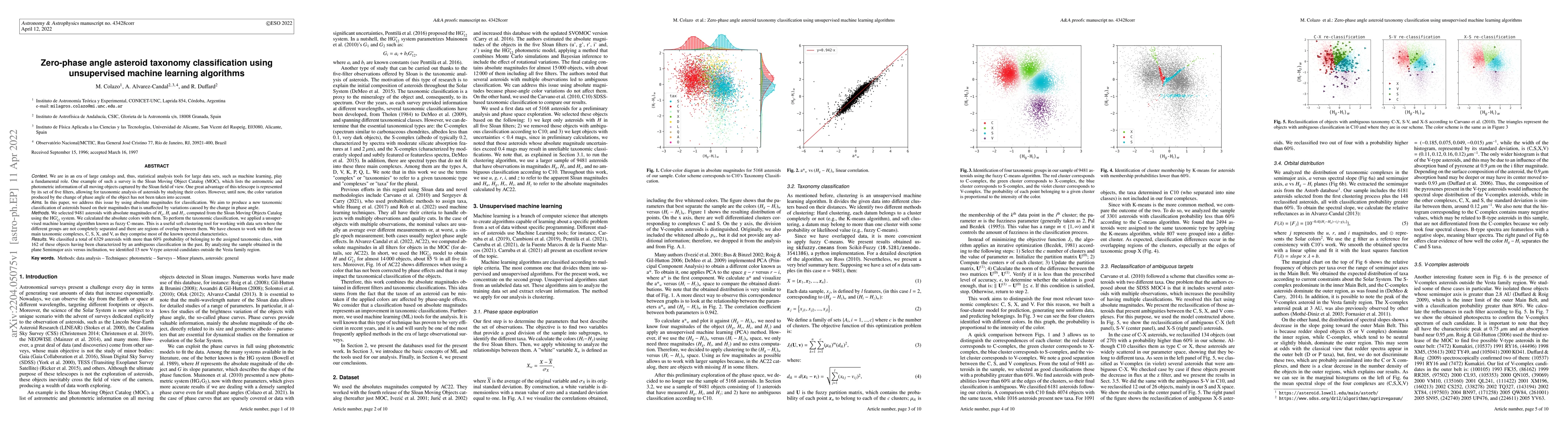 Thumbnail for Zero-phase angle asteroid taxonomy classification using unsupervised
  machine learning algorithms