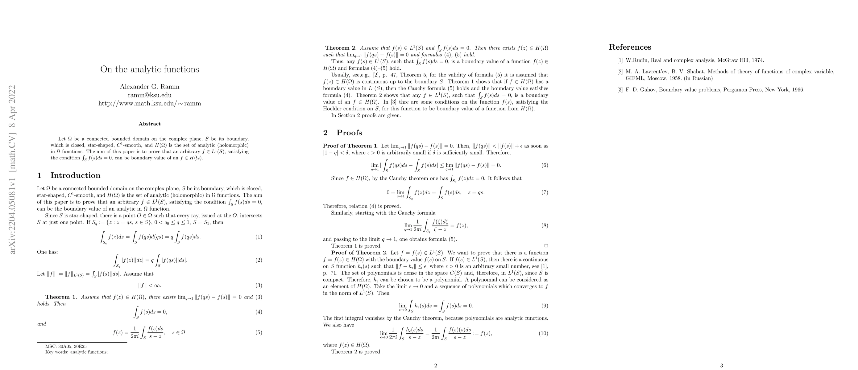 Thumbnail for On the analytic functions