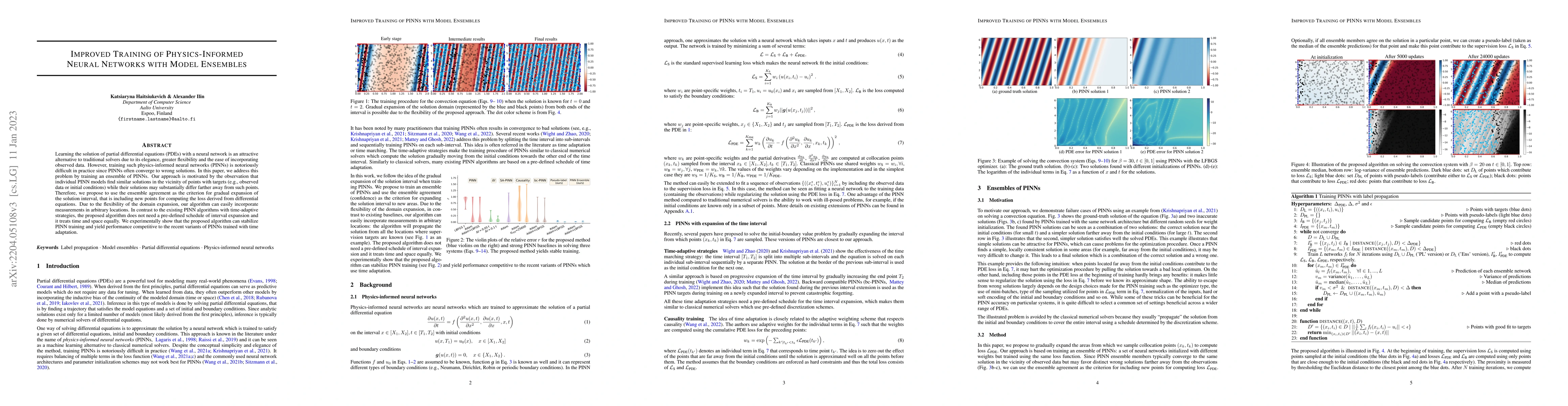 Thumbnail for Improved Training of Physics-Informed Neural Networks with Model
  Ensembles