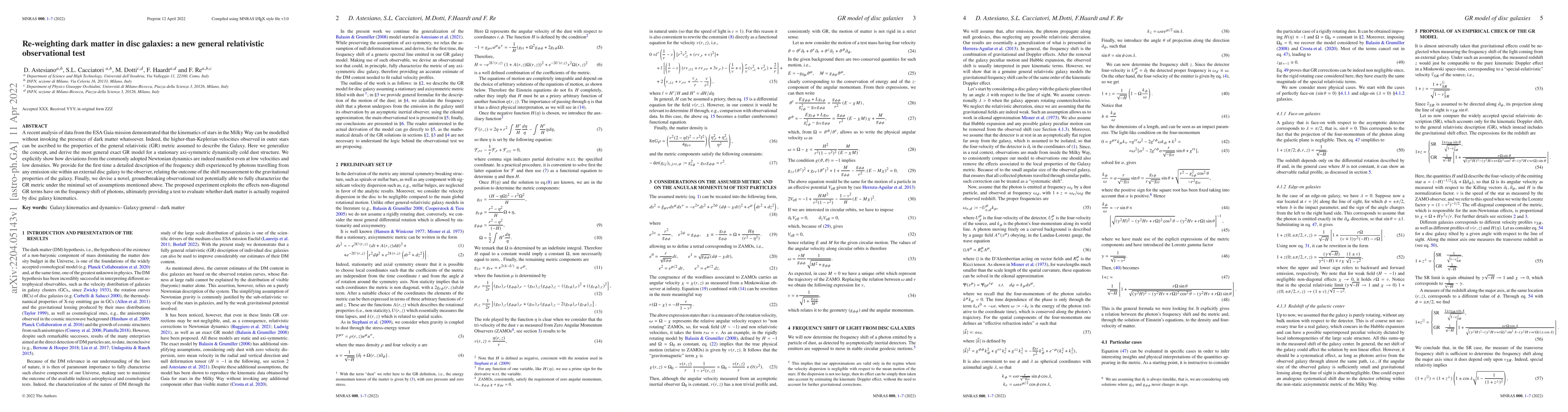 Thumbnail for Re-weighting dark matter in disc galaxies: a new general relativistic
  observational test