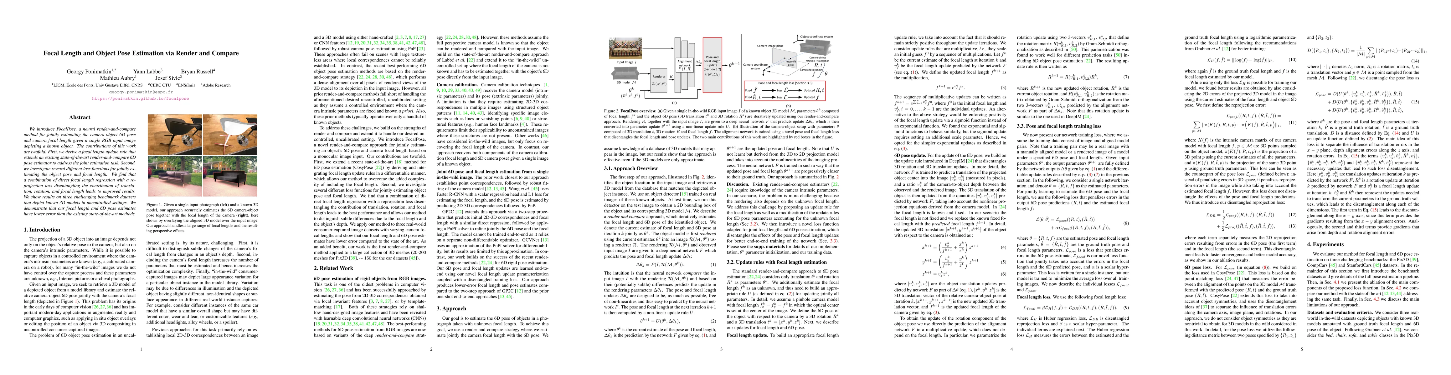Thumbnail for Focal Length and Object Pose Estimation via Render and Compare