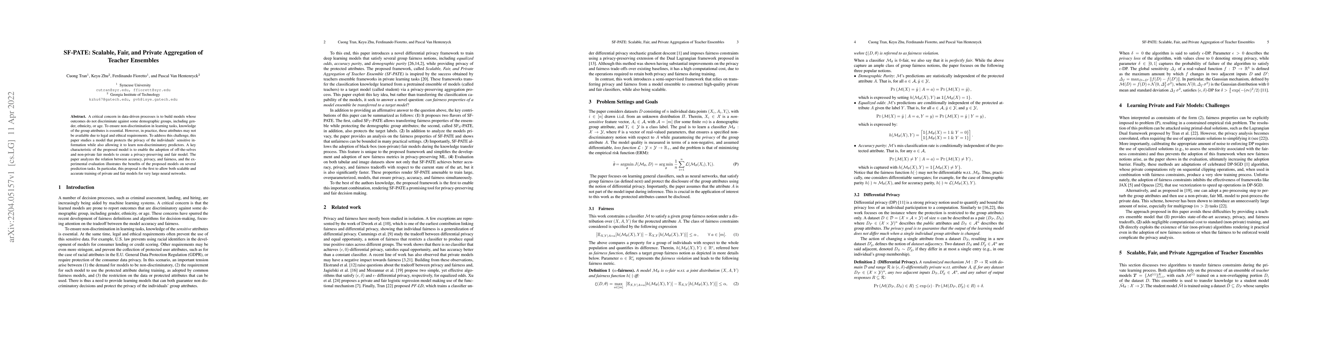 Thumbnail for SF-PATE: Scalable, Fair, and Private Aggregation of Teacher Ensembles