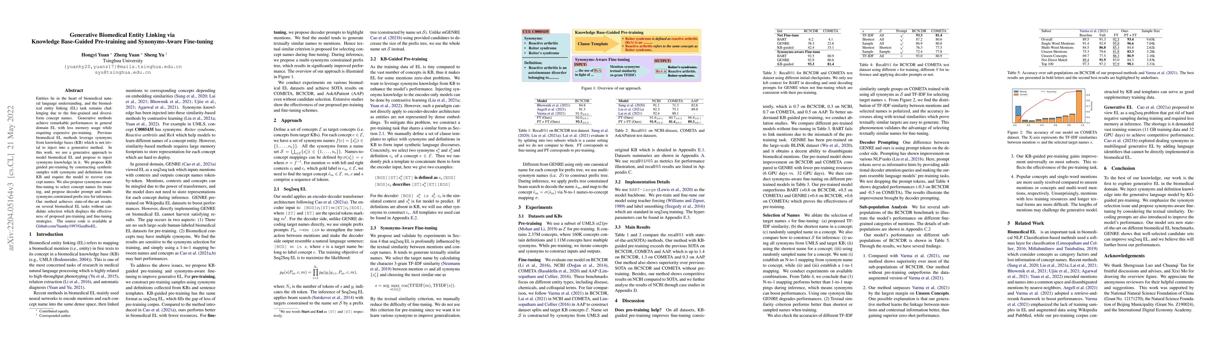 Thumbnail for Generative Biomedical Entity Linking via Knowledge Base-Guided
  Pre-training and Synonyms-Aware Fine-tuning