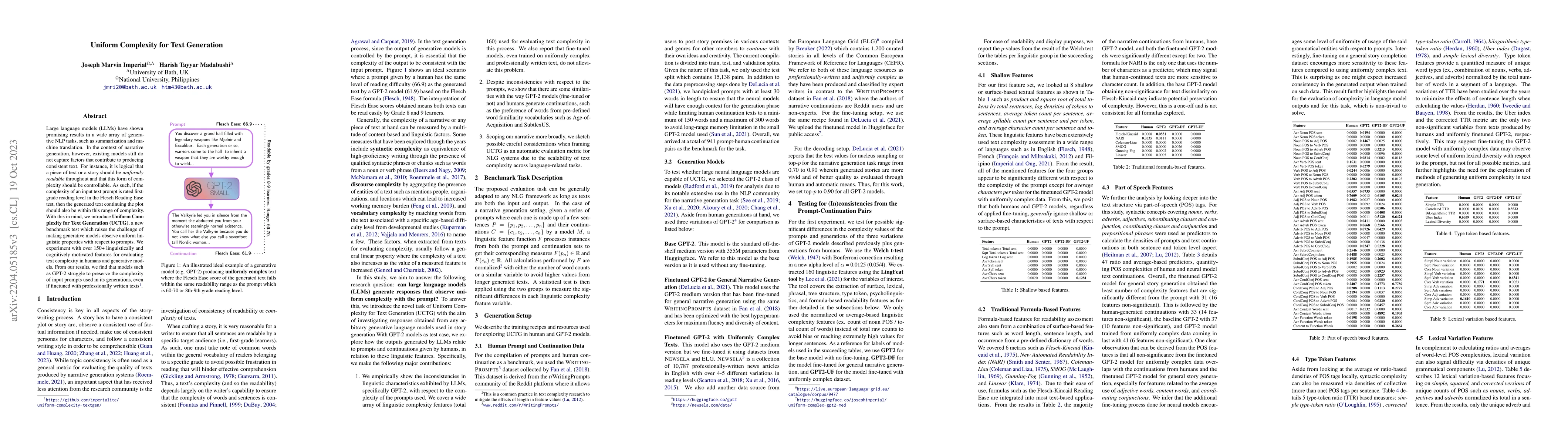 Thumbnail for Uniform Complexity for Text Generation