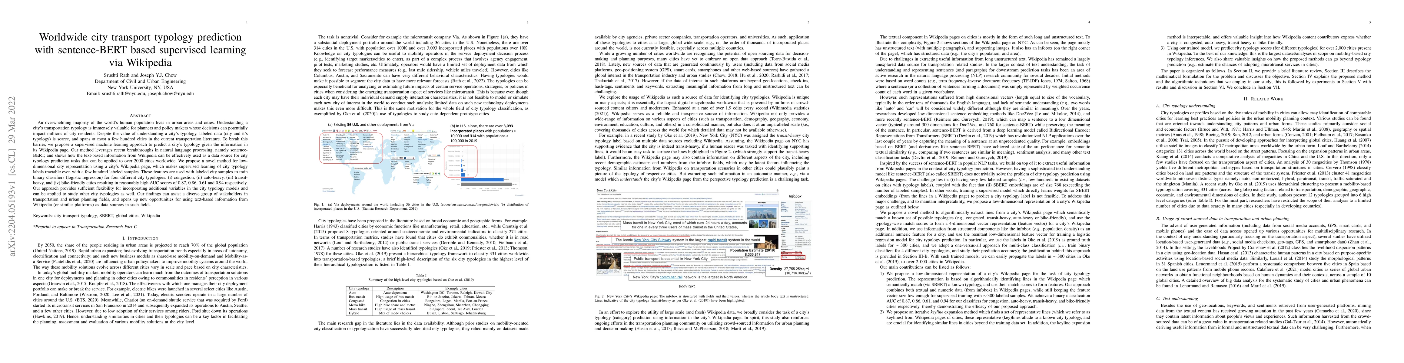 Thumbnail for Worldwide city transport typology prediction with sentence-BERT based
  supervised learning via Wikipedia