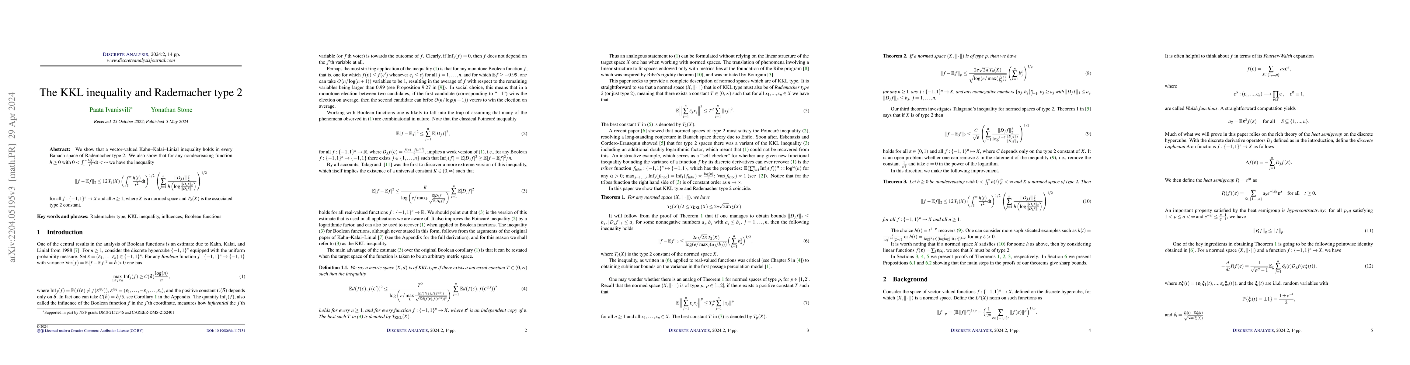 Thumbnail for The KKL inequality and Rademacher type 2