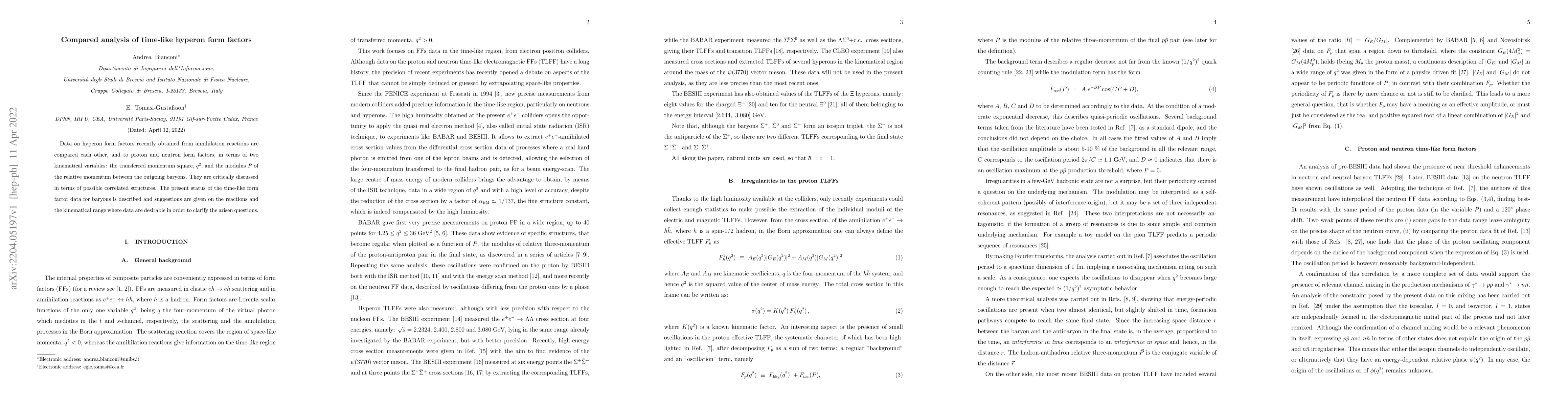 Thumbnail for Compared analysis of time-like hyperon form factors