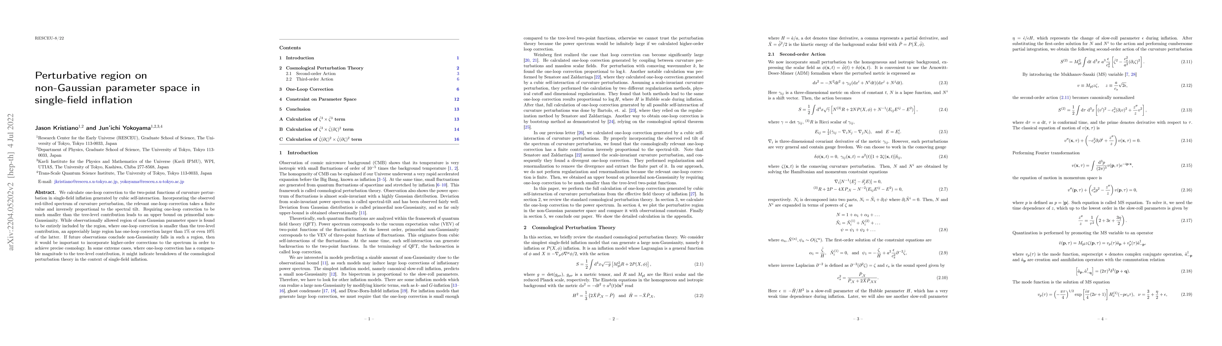 Thumbnail for Perturbative region on non-Gaussian parameter space in single-field
  inflation