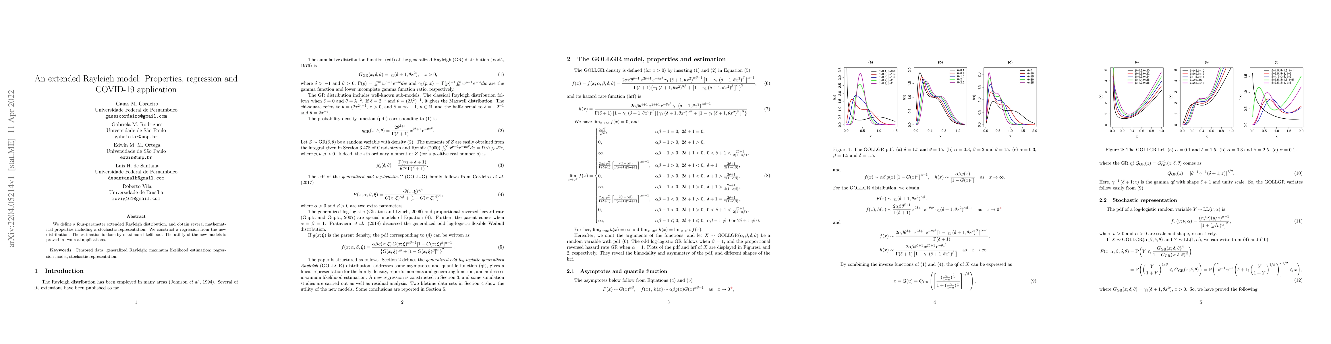 Thumbnail for An extended Rayleigh model: Properties, regression and COVID-19
  application