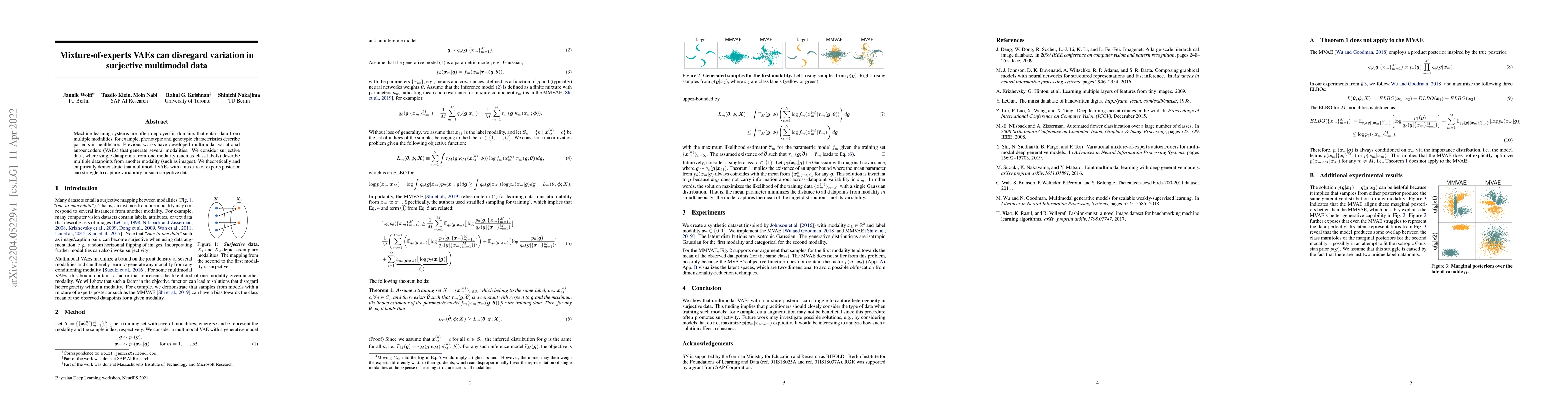 Thumbnail for Mixture-of-experts VAEs can disregard variation in surjective multimodal
  data