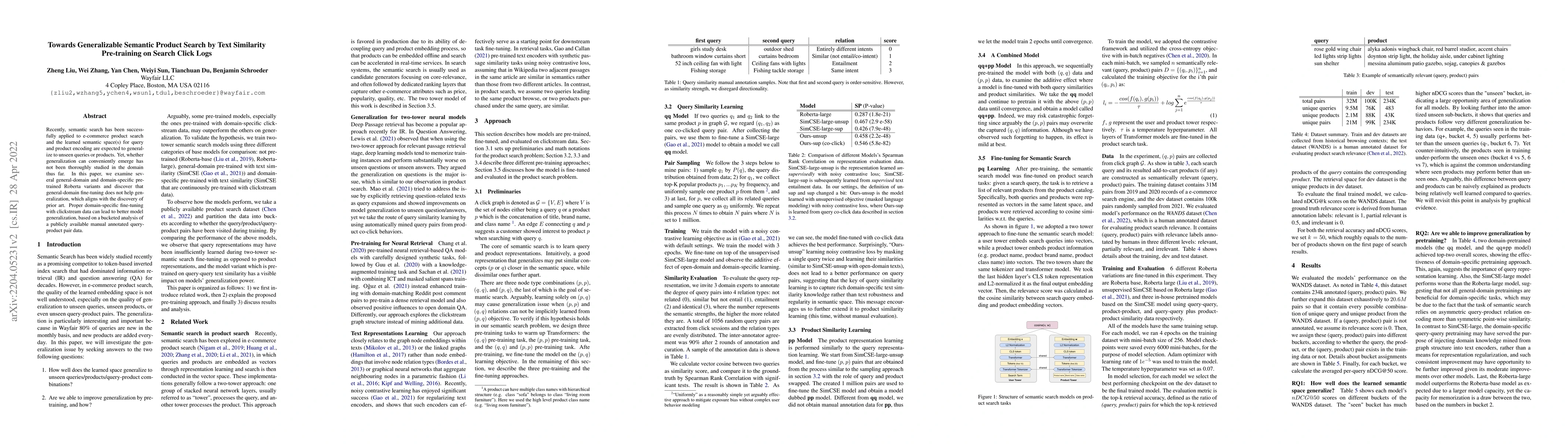 Thumbnail for Towards Generalizable Semantic Product Search by Text Similarity
  Pre-training on Search Click Logs