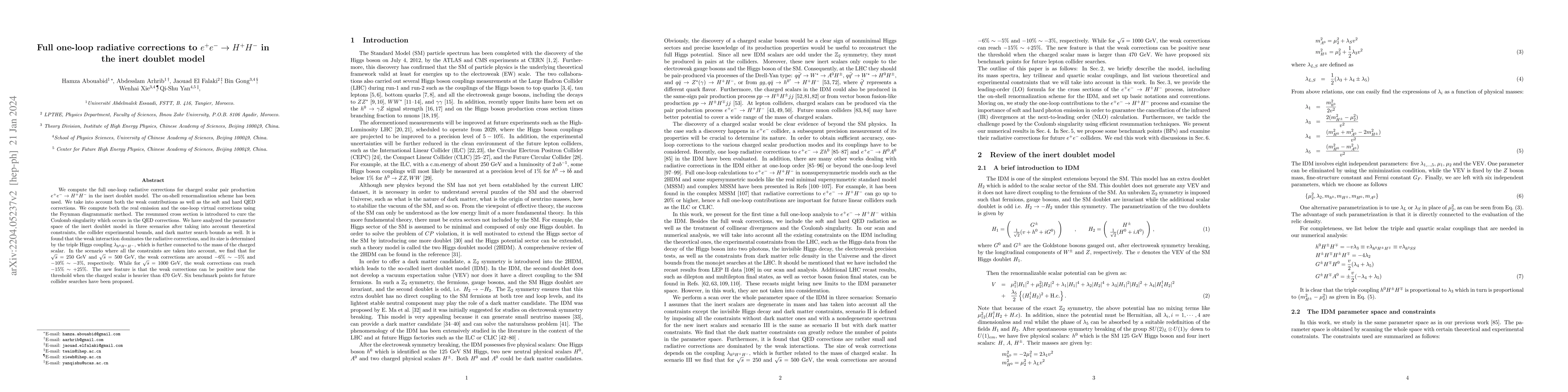 Thumbnail for Full one-loop radiative corrections to $e^+ e^-\to H^+H^-$ in the inert
  doublet model