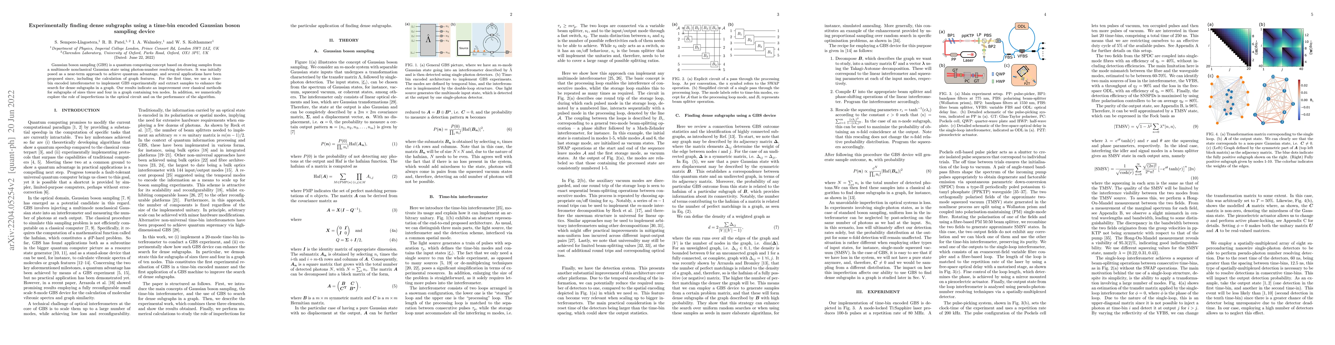Thumbnail for Experimentally finding dense subgraphs using a time-bin encoded Gaussian
  boson sampling device