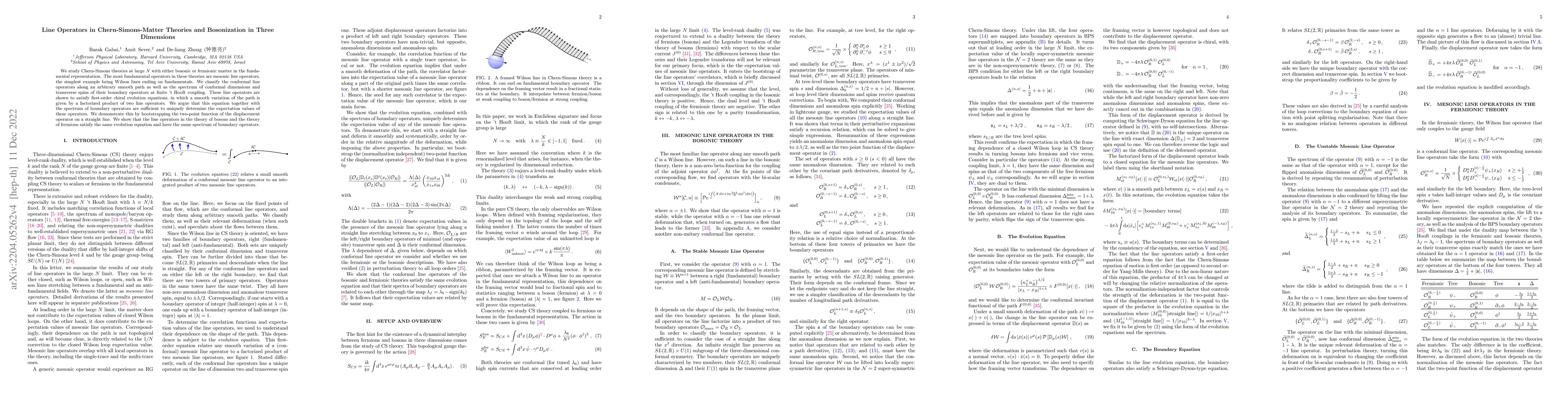 Thumbnail for Line Operators in Chern-Simons-Matter Theories and Bosonization in Three
  Dimensions