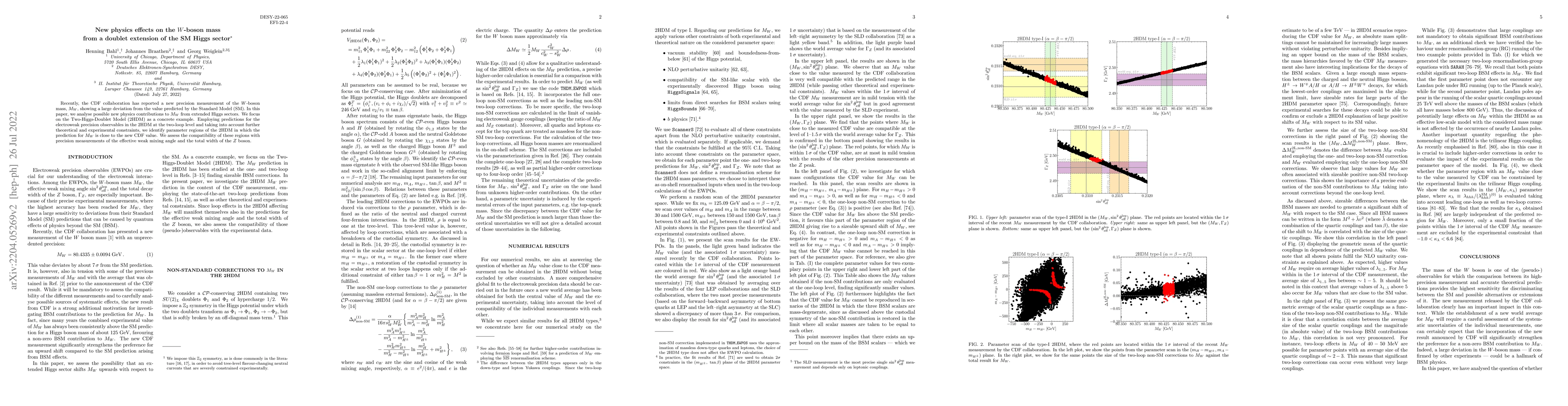 Thumbnail for New physics effects on the $W$-boson mass from a doublet extension of
  the SM Higgs sector