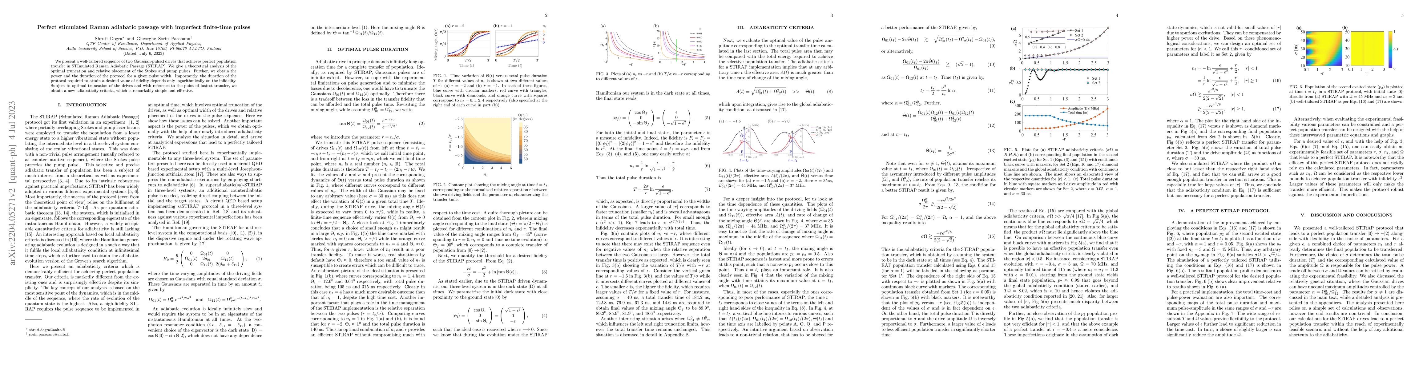 Thumbnail for Perfect stimulated Raman adiabatic passage with imperfect finite-time
  pulses