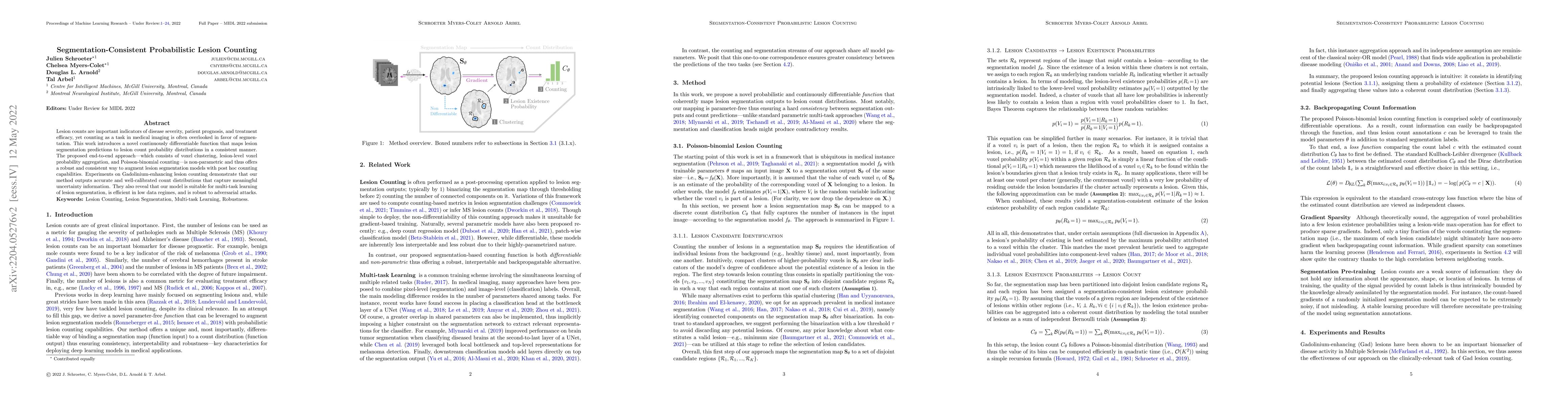 Thumbnail for Segmentation-Consistent Probabilistic Lesion Counting