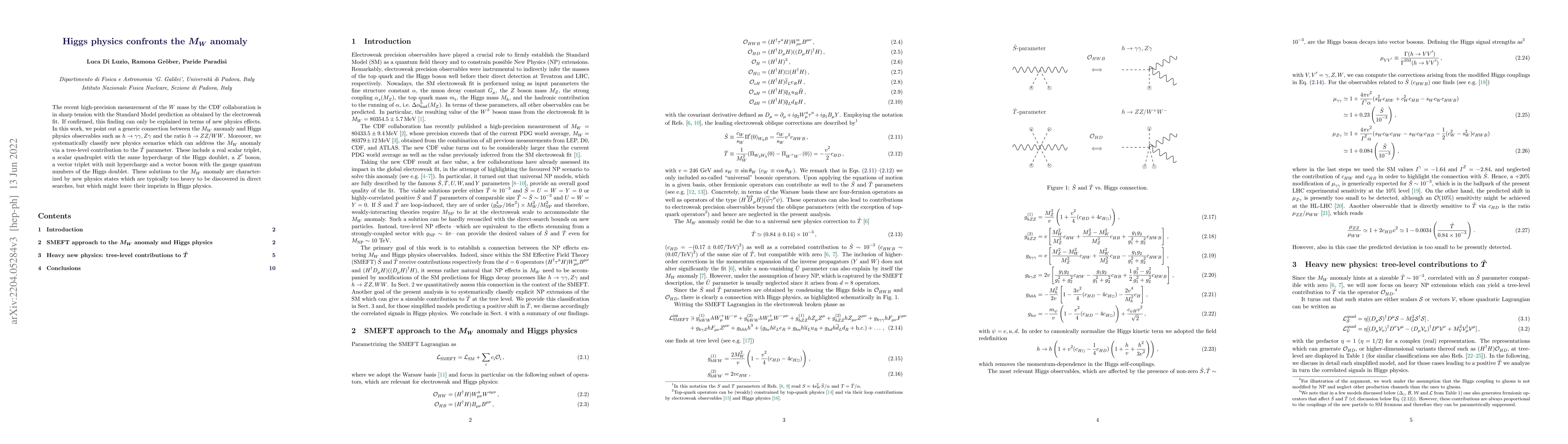 Thumbnail for Higgs physics confronts the $M_W$ anomaly
