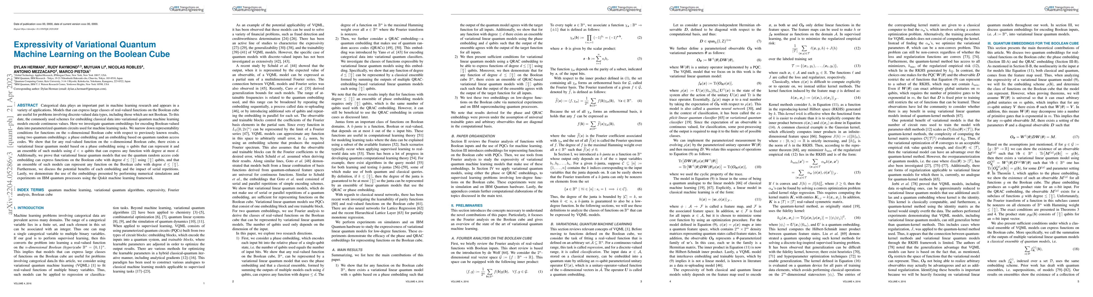 Thumbnail for Expressivity of Variational Quantum Machine Learning on the Boolean Cube