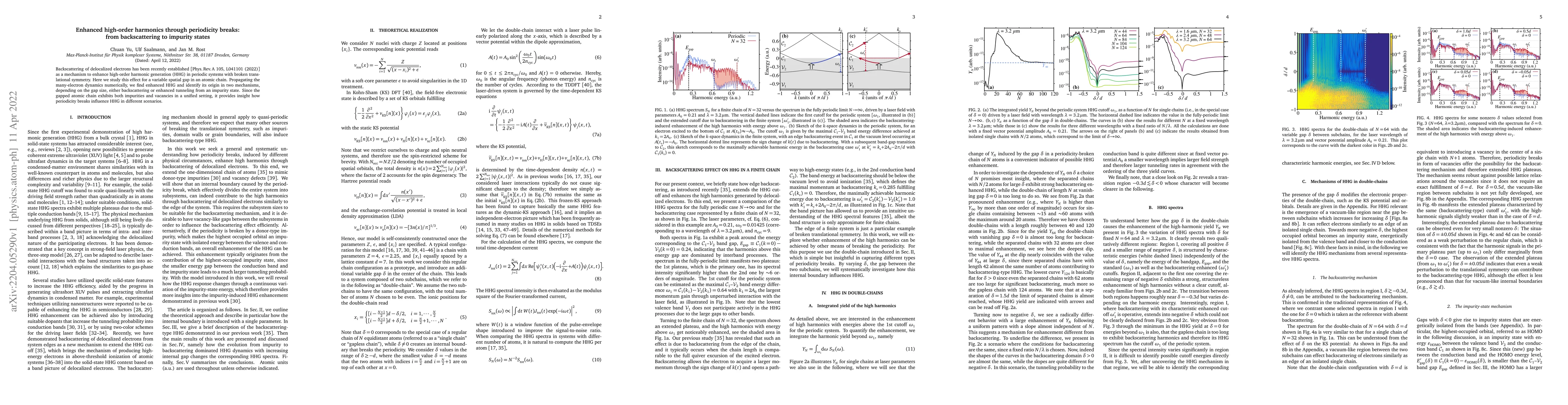 Thumbnail for Enhanced high-order harmonics through periodicity breaks: from
  backscattering to impurity states
